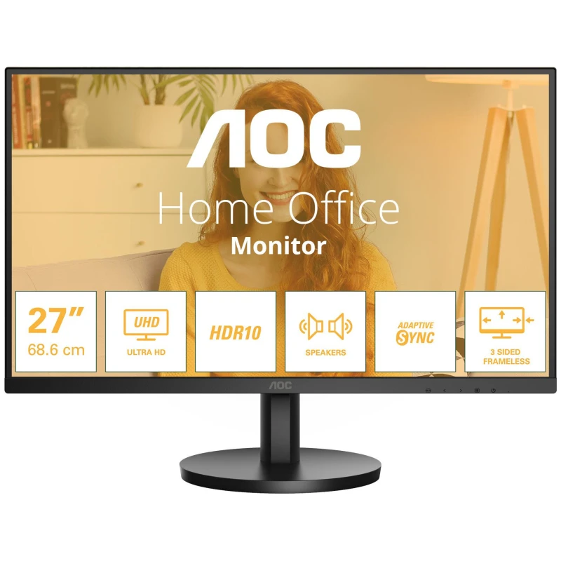 AOC Monitor U27B3A 27" 4K UHD IPS, 60Hz, HDMI DP HDR 10 - image 1