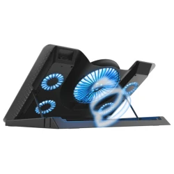 Trust Quno Cooling Stand LED GXT 1125 Laptop cooling stand sa 5 ventilatora + stalak za telefon - thumbnail 1